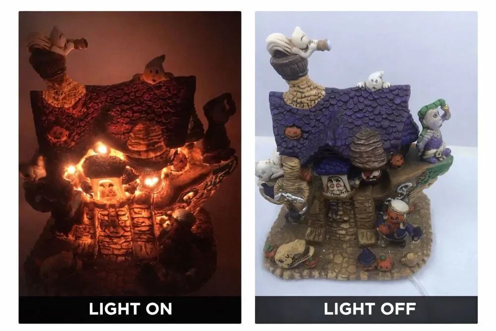 Halloween Village Spooky Hollow Haunted "Ghost Ship" Porcelain Lighted House